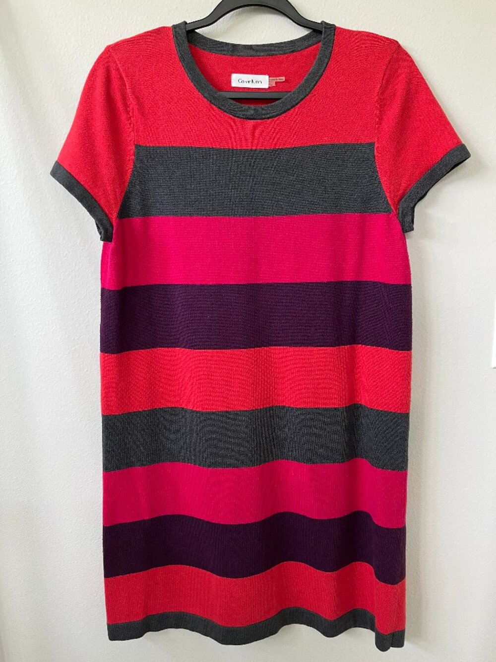 Calvin Klein Striped Knit Dress, Size L - Picture 2 of 6